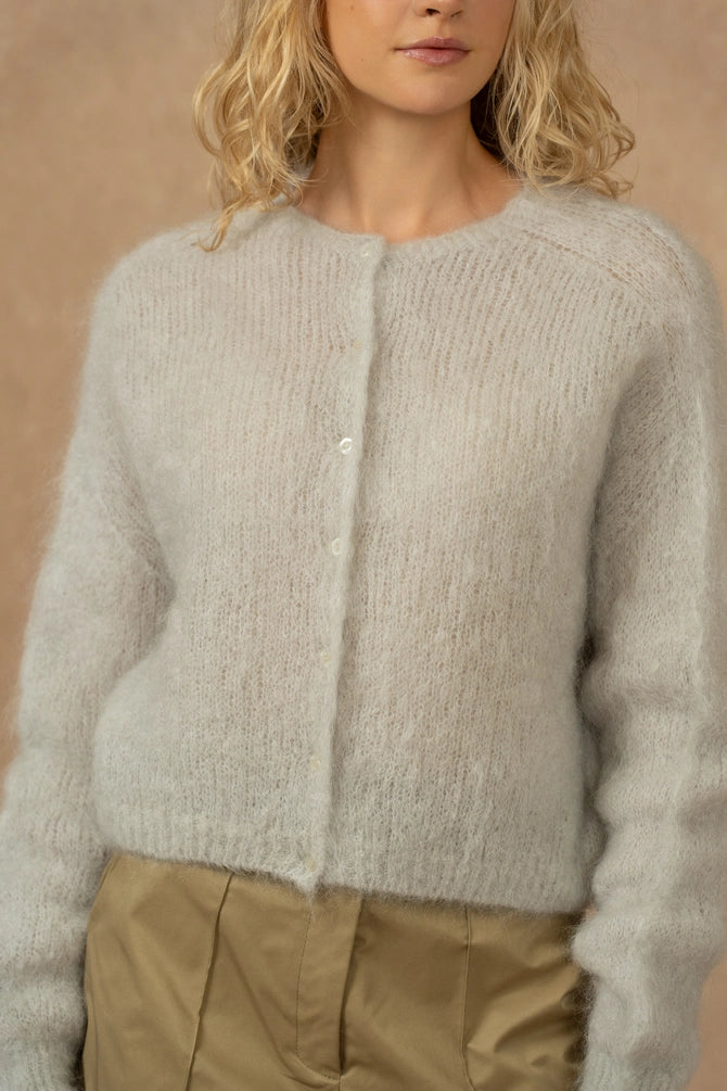 NAÏS PARIS 80% Kid Mohair neuletakki, Light Grey
