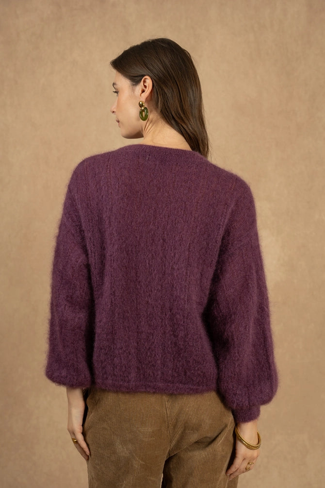 NAÏS PARIS 74% Kid Mohair neulepusero, Eggplant