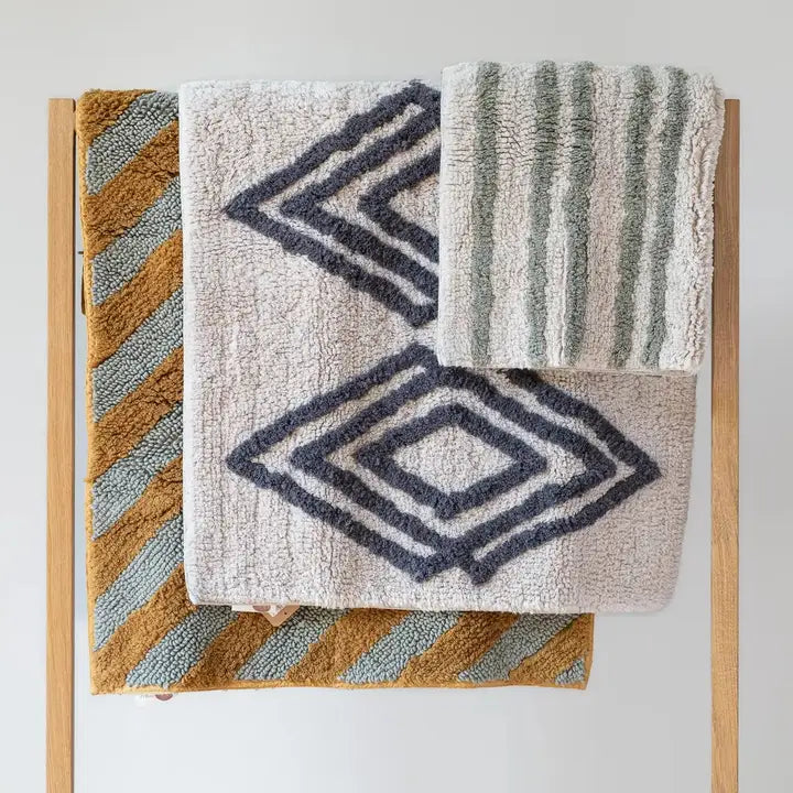 Käsintehty kylpymatto, Geometrical Lines, 60 × 90 cm