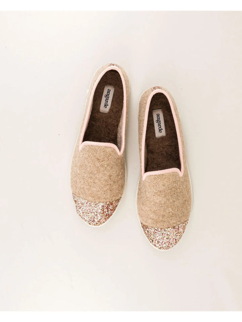 Angarde villa-tohvelit, sand / pinki glitter