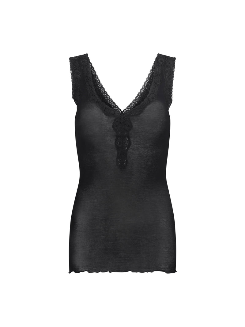 Seamless Basic Cotton Lacey puuvillatoppi, Black