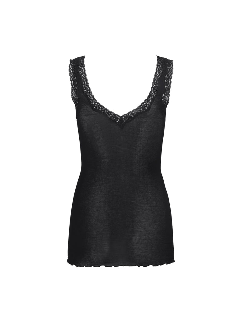 Seamless Basic Cotton Lacey puuvillatoppi, Black
