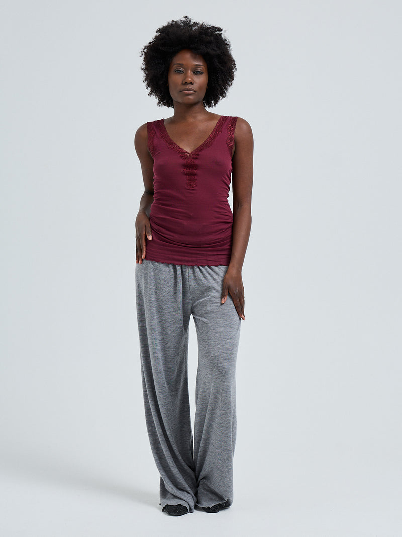 Seamless Basic Cotton Lacey puuvillatoppi, Burgundy