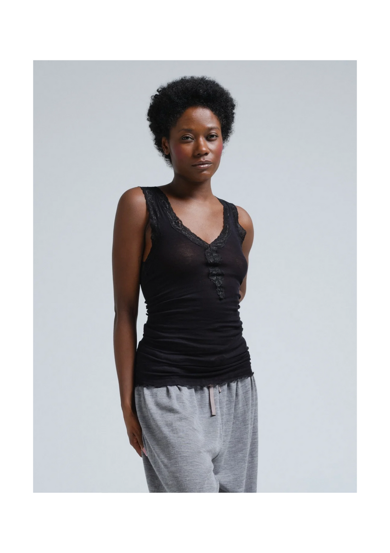 Seamless Basic Cotton Lacey puuvillatoppi, Black
