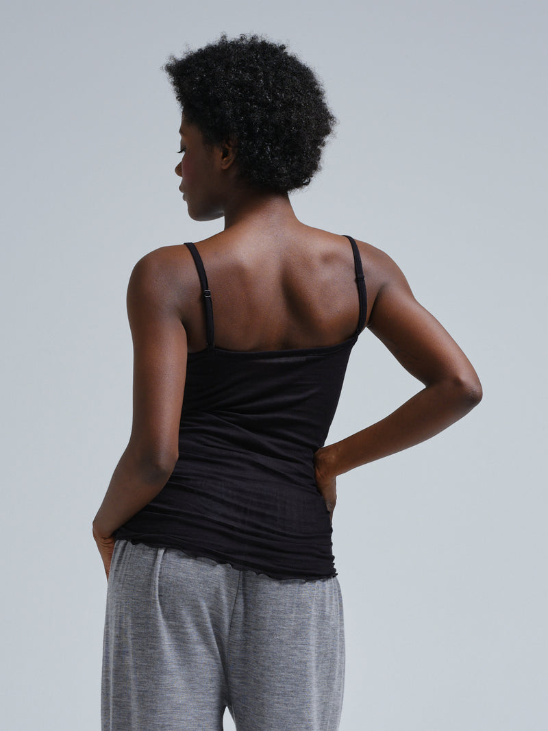 Seamless Basic Cotton Spaghetti puuvillatoppi, Black