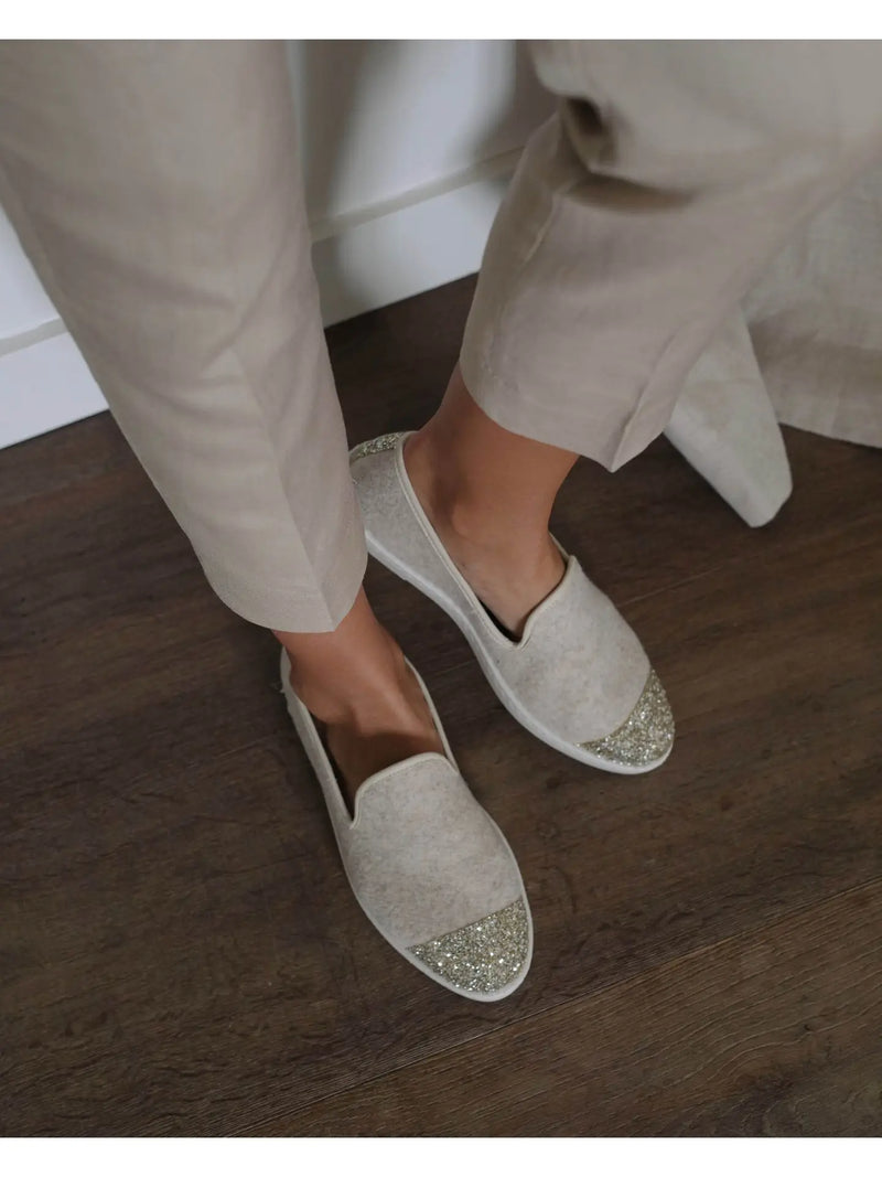 Angarde Naisten villa-tohvelit, beige glitteri