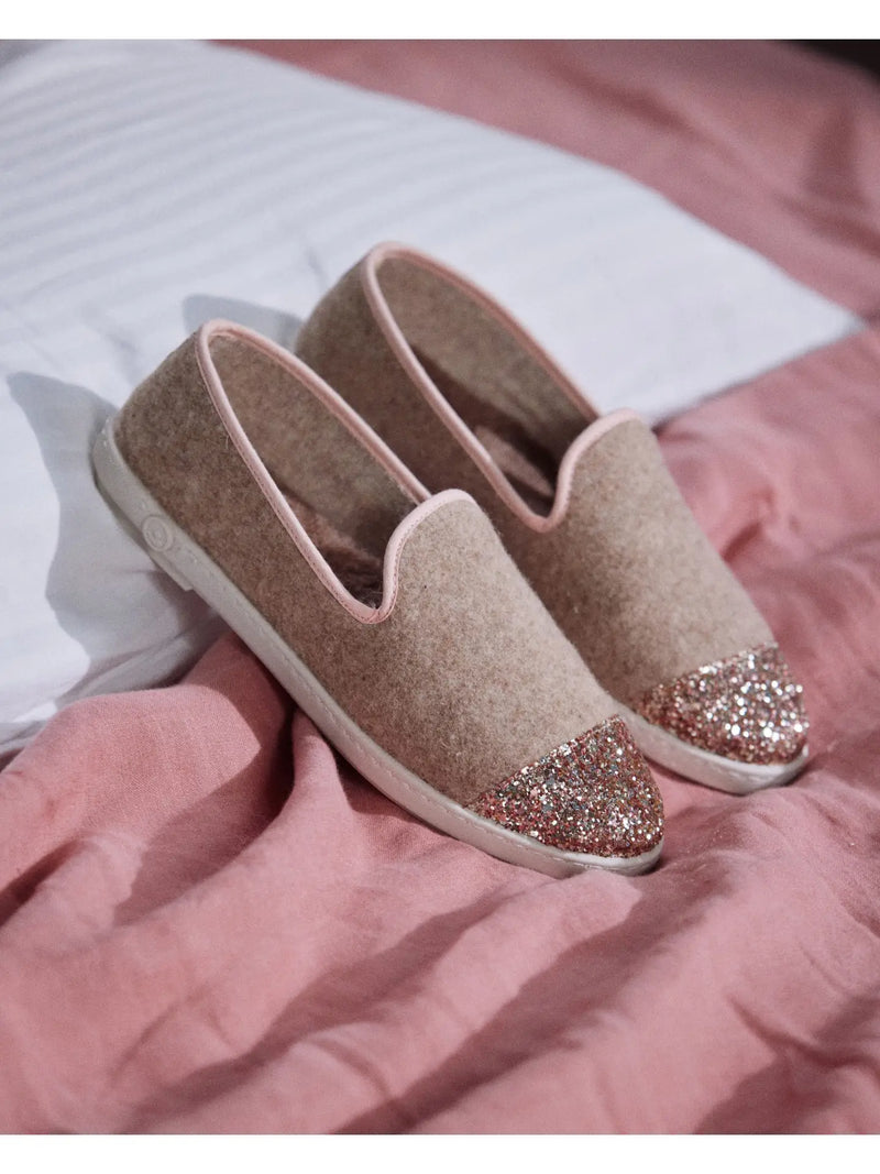 Angarde villa-tohvelit, sand / pinki glitter