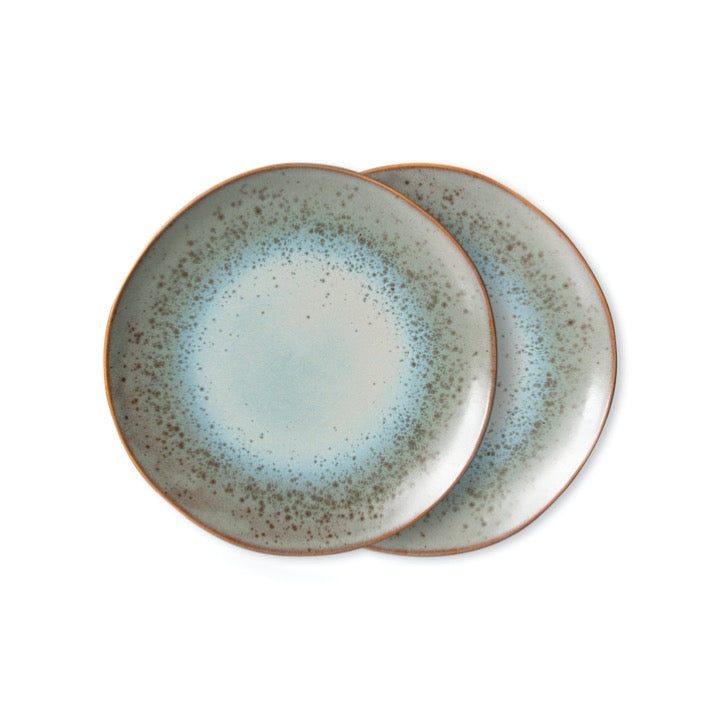 HK Living 70's ceramics ruokalautanen, Mineral (set of 2)