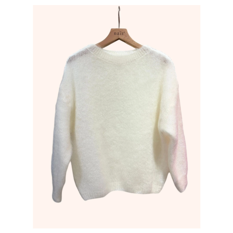 NAÏS PARIS 80% Kid Mohair neulepaita, Ecru